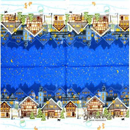 Serwetka decoupage seria ATELIER domki nocą 33x33cm